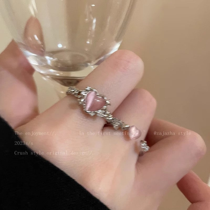 Style Pearl Zircon Butterfly Female Niche High-grade Rings