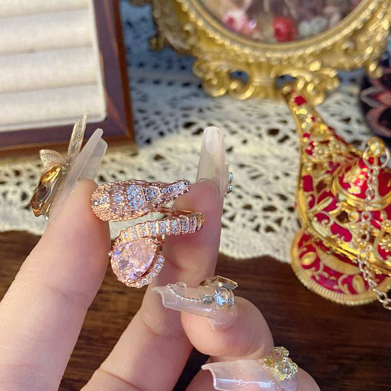 Palace Rose Golden Lace Hollow Open End Expensive Rings