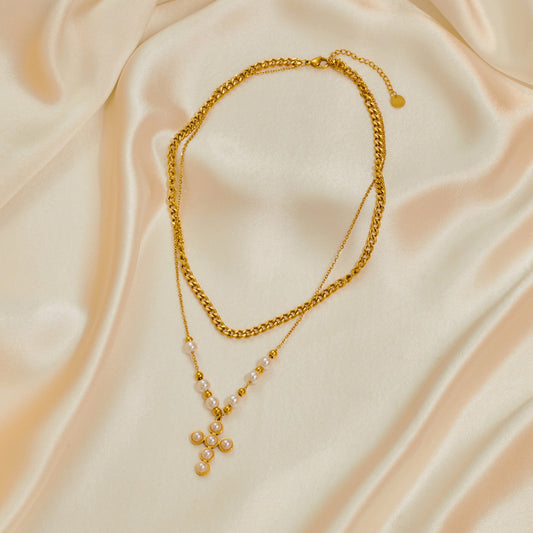 High-grade Pearl Gold-plated Titanium Steel Light Luxury Necklaces