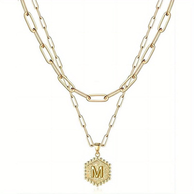 Gold Color Plated Letter Female English Necklace