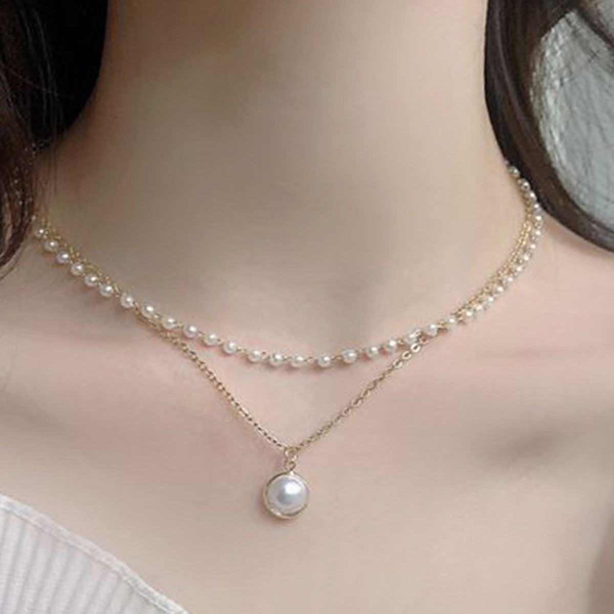 Women's Stitching Heart Clavicle Chain Light Luxury Necklaces