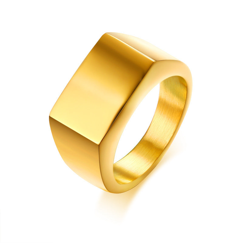 Fashion Simple Glossy Rectangular Stainless Steel Ring