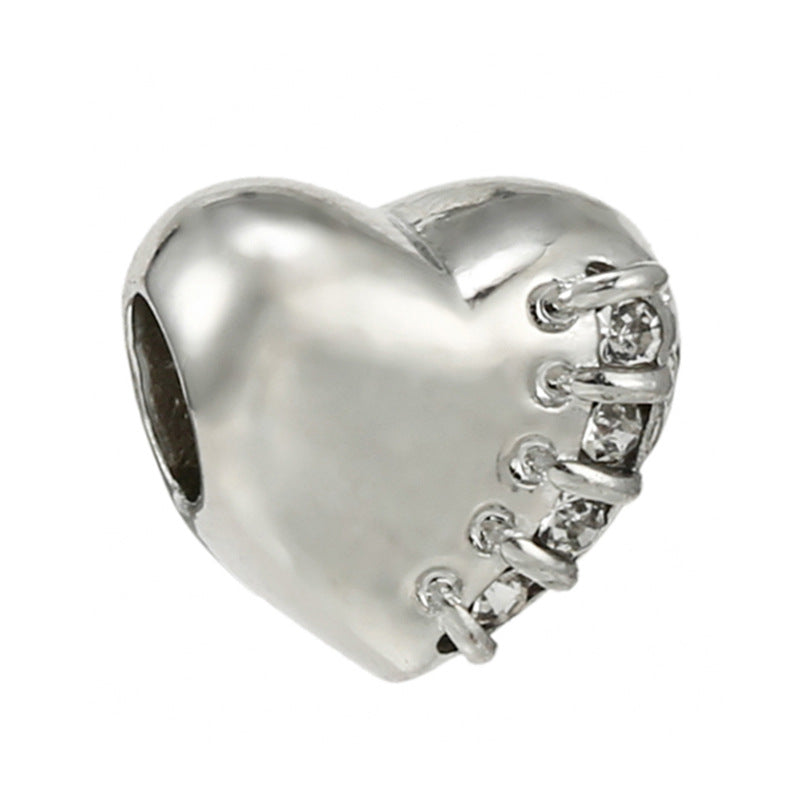 Alloy Large Hole Beads Hollowed Heart Shape Jewelry Accessories