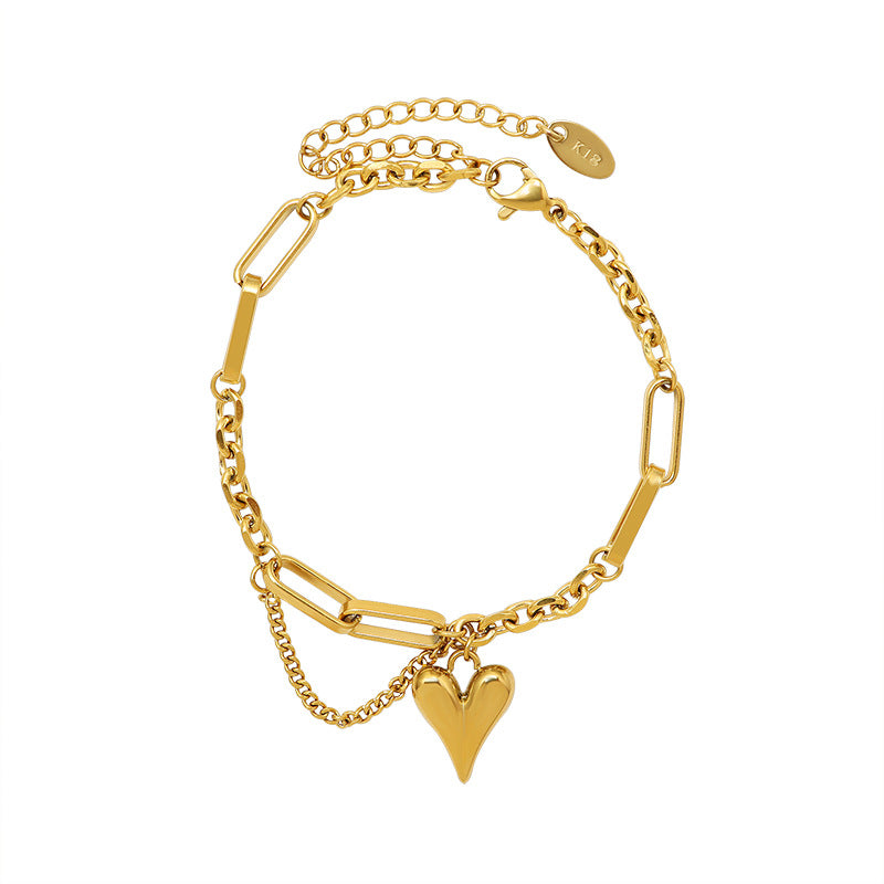 French Tassel Love Cold Style Titanium Steel Gold Bracelets