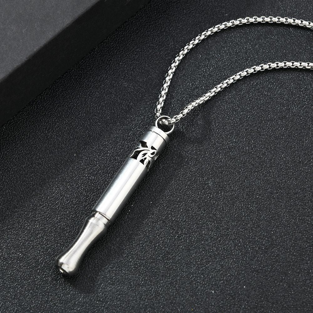 Pattern Whistle Titanium Steel Rotating Twist Aroma Sticks Necklace