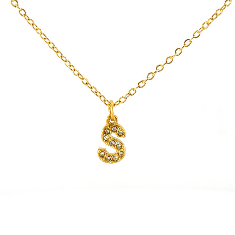 Women's Diamond Small Letter Simple Clavicle Chain Necklaces