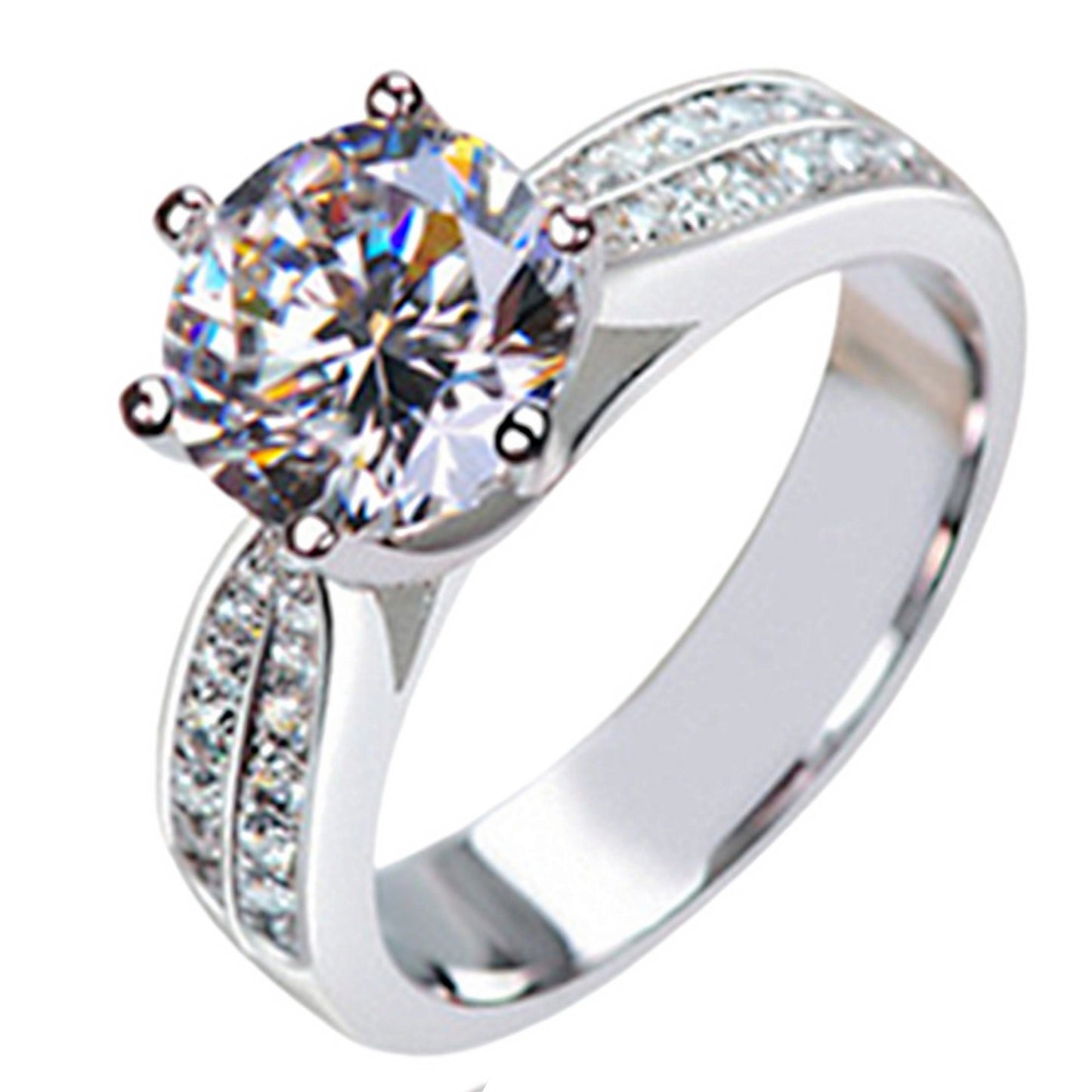 Women's Classic Carat White Gold Plated Diamond Rings