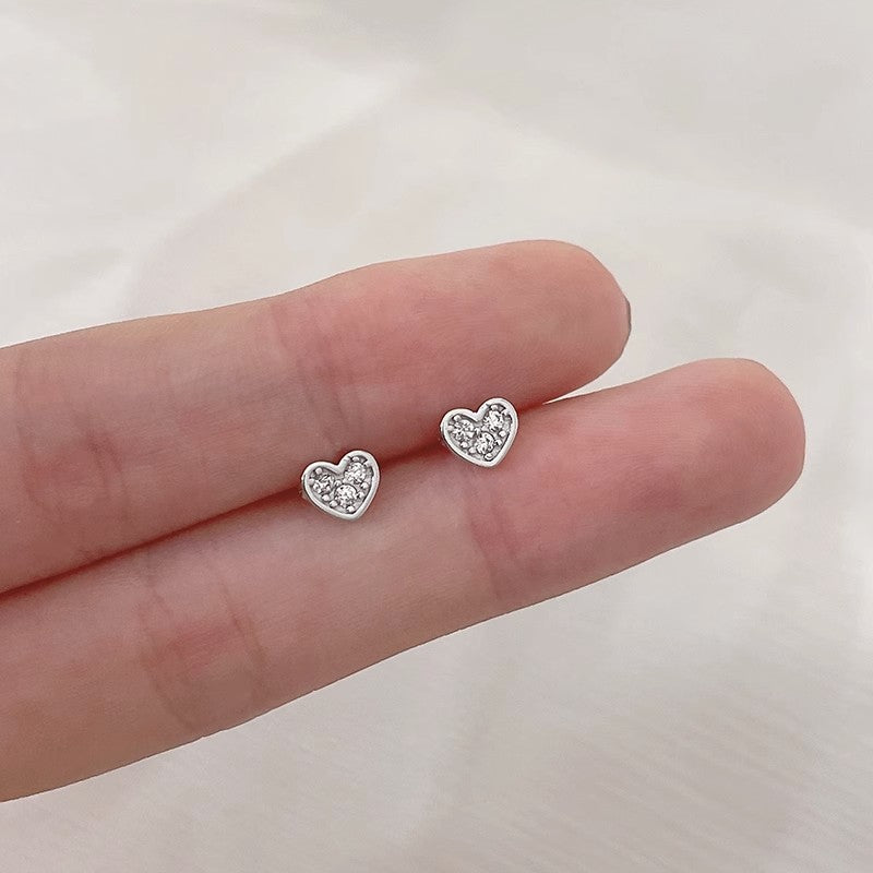 Women's Mini Love Heart Zircon Ear Bone Fresh Stud Earrings