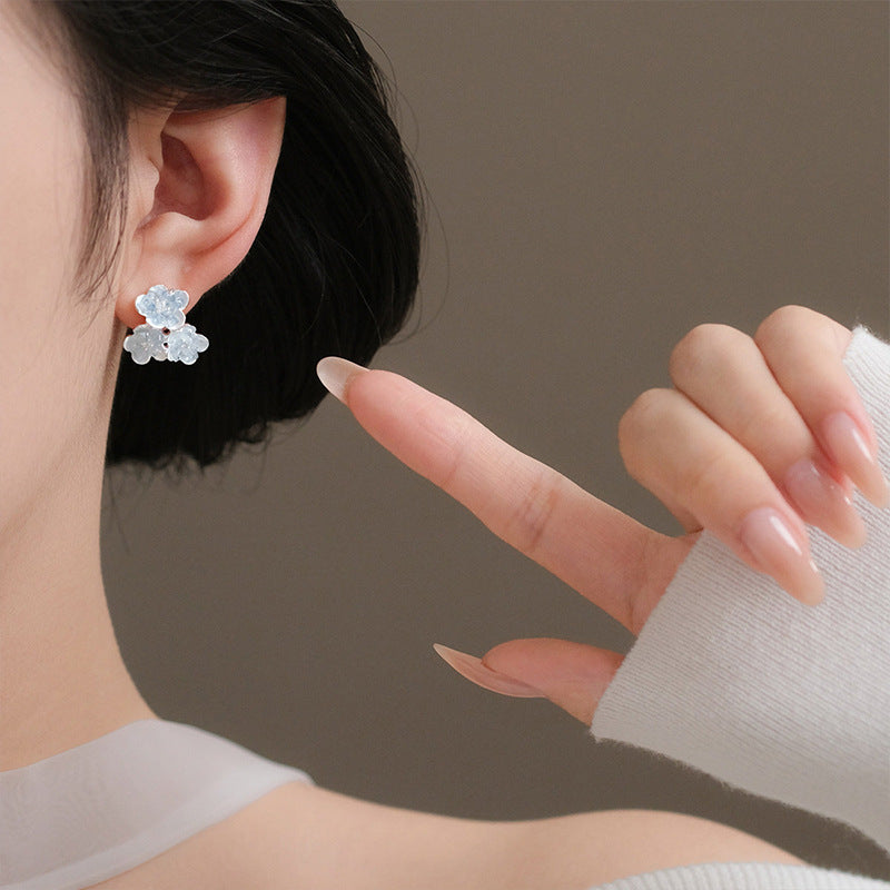 Oil Flower Cluster Niche Design Artistic Female Temperament Stud Earrings