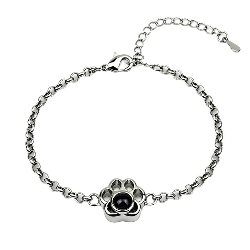 Paw Prints Projection Stone Fixed Color Picture Cat Palm Print Bracelet