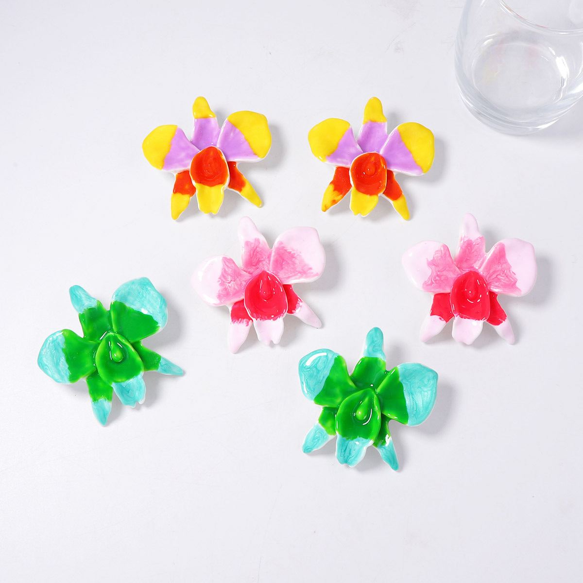 Dripping Oil Color Personality Fresh Flower Vacation Rings