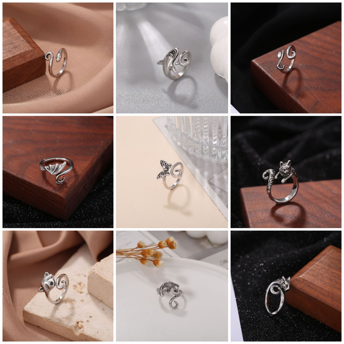 Men's Retro Trendy Sier Open Single Lucky Rings