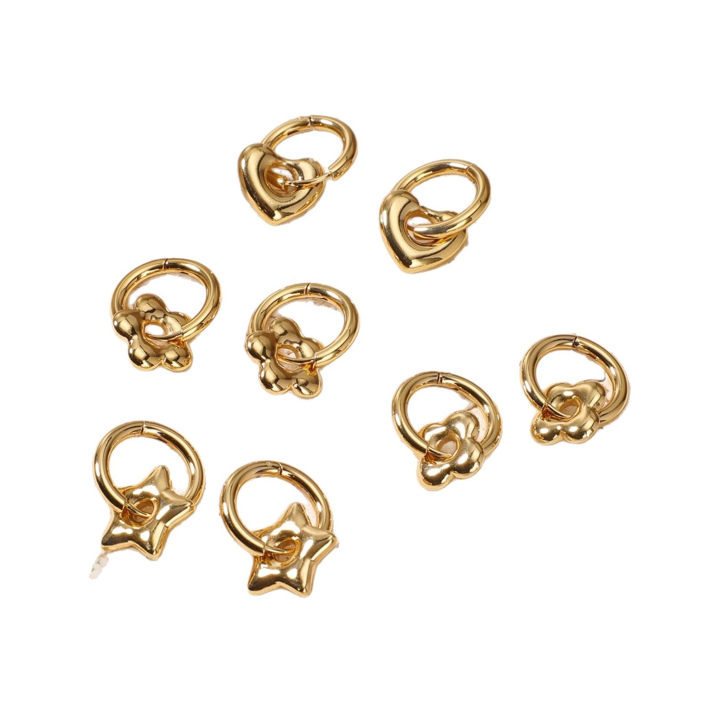 Women's Fashionable Stainless Steel Love Heart Flowers Eardrops Stud Earrings