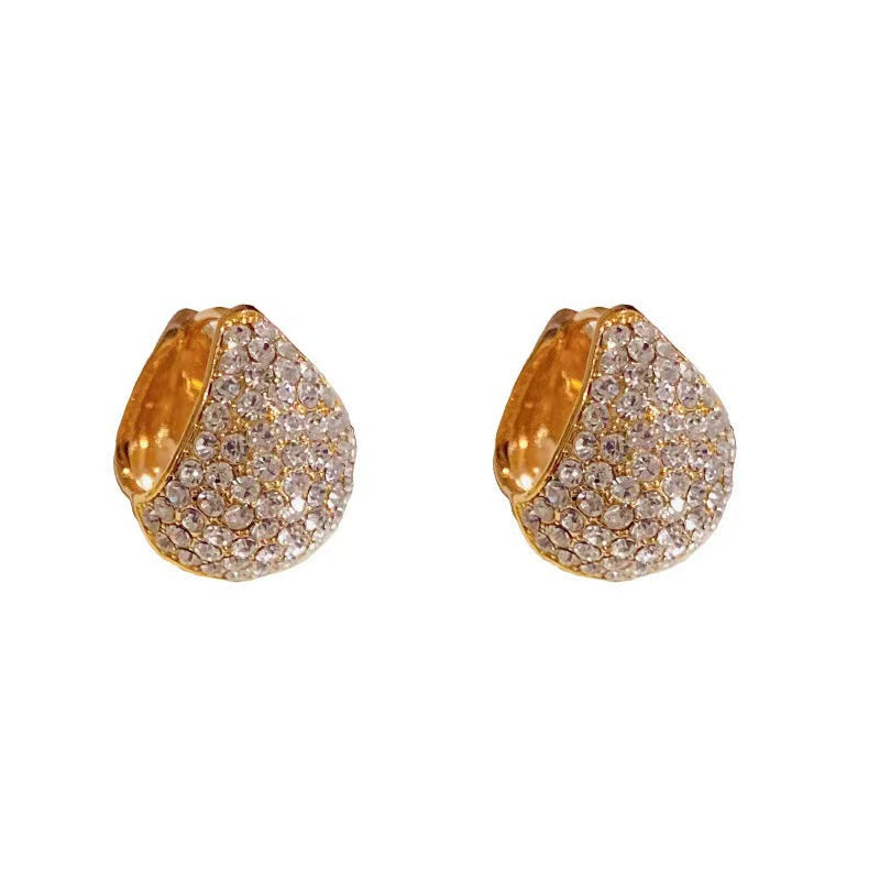 Women's Fashion Shiny Diamond Water Drop Ear Clip Light Luxury Earrings