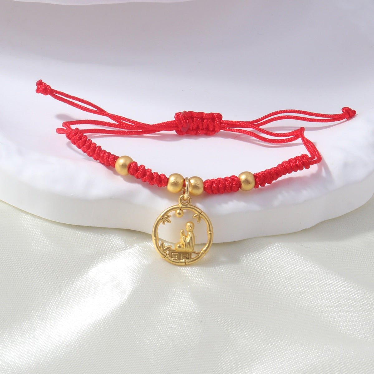 Braided Red Rope Auspicious Language Butterfly Fortune Cat Safe Joy Bracelets