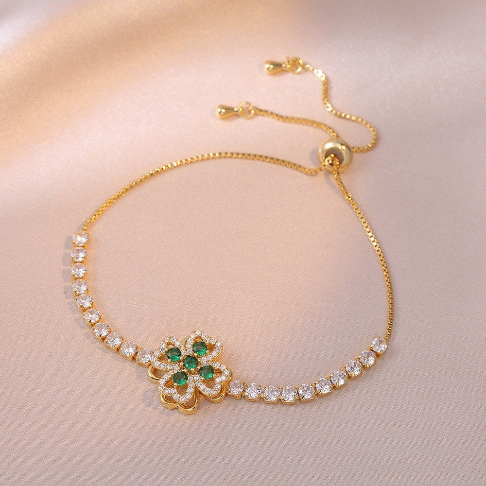Female Five Petal Flower Fashion Bauhinia Rotatable Bracelet