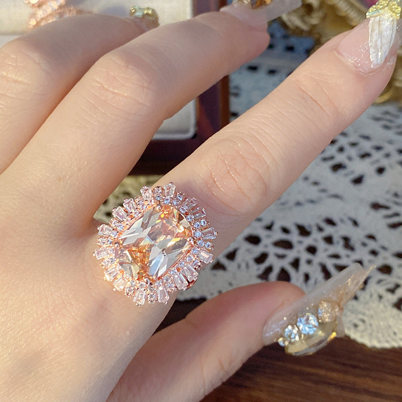 Palace Rose Golden Lace Hollow Open End Expensive Rings