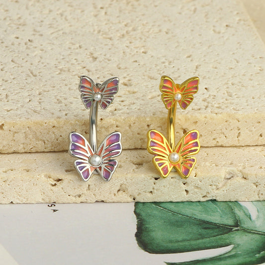 Stainless Steel Glaze Flowers Butterfly Bee Earrings