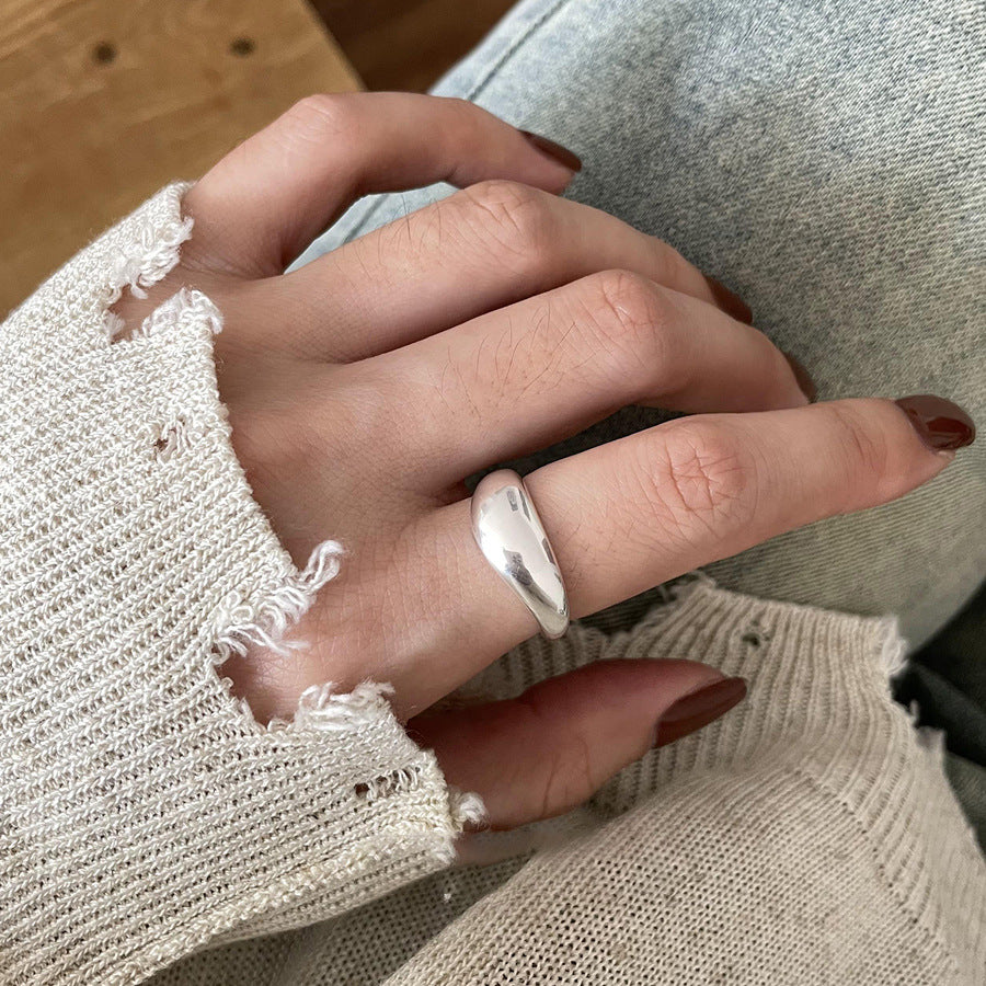 Sterling Sier Female Line Irregular With Shape Personality Hipster Simple Ring