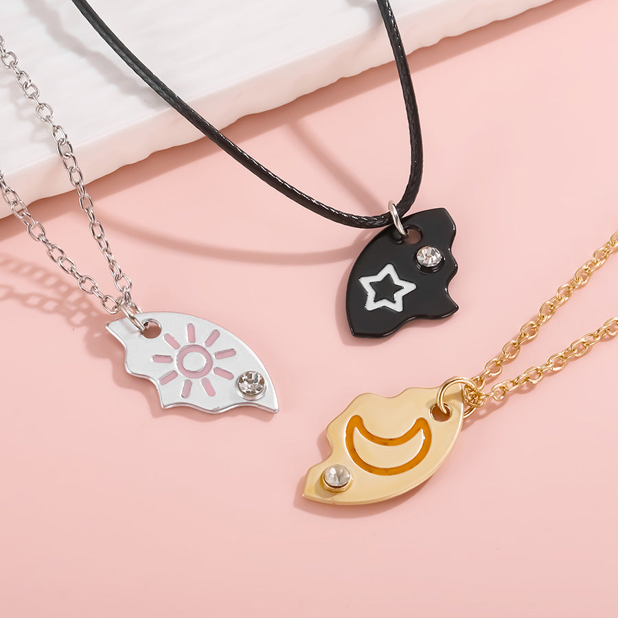 Alloy Cartoon Stitching Sun Moon Star Three-piece Necklaces