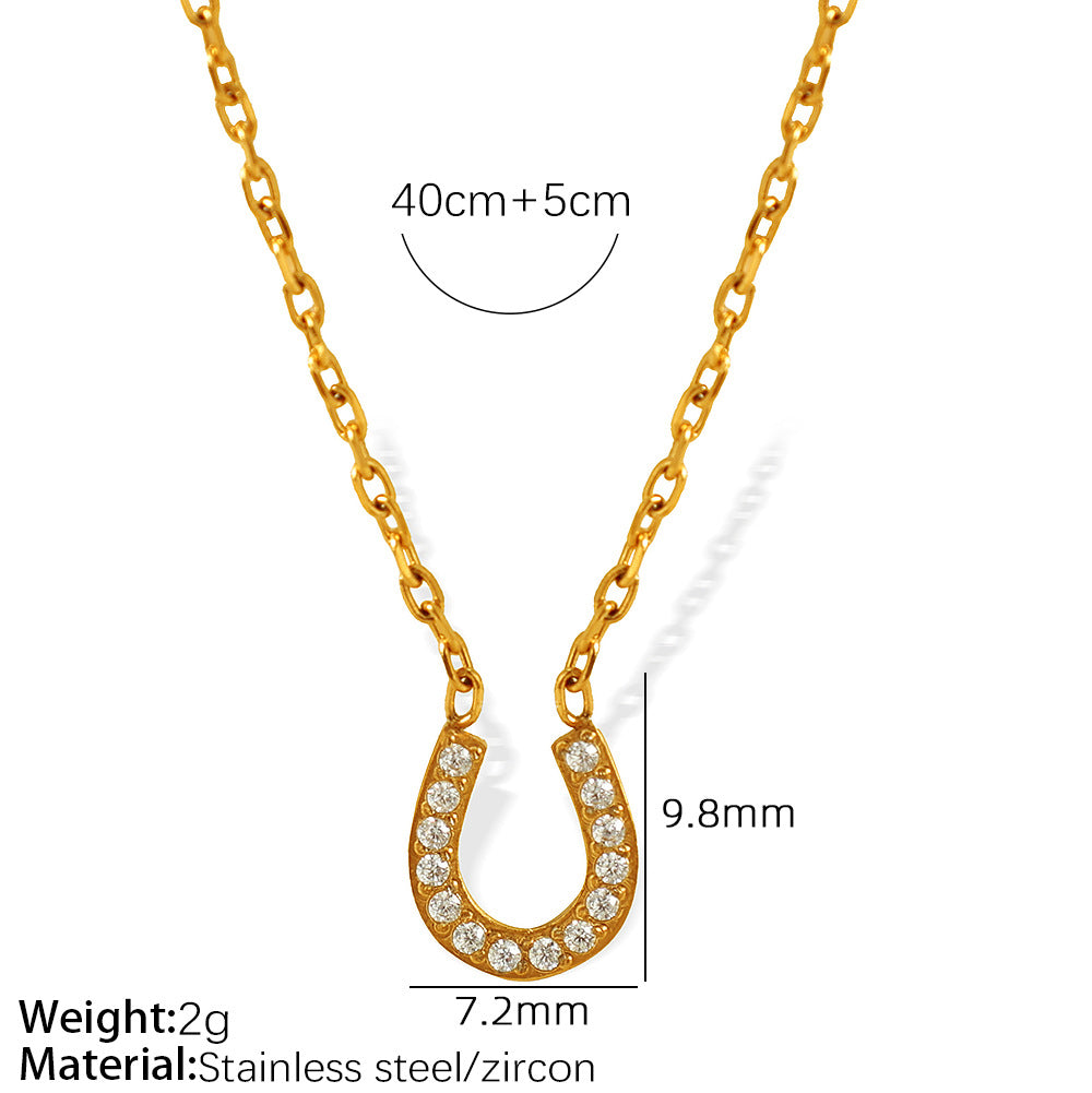 Female Titanium Steel Light Luxury Simplicity Design Full Diamond High-grade Necklaces