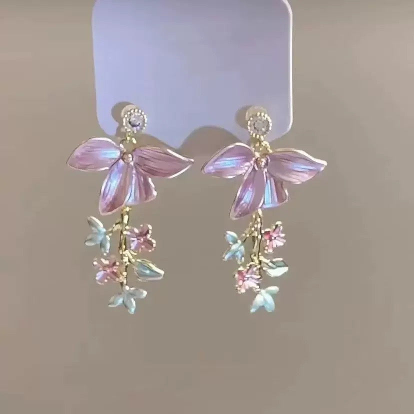 National Style Sweet Flower Entry Lux Elegant Tassel Ear Hook
