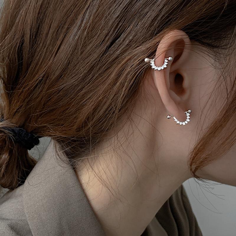 Women's Buckle Ear Bone Niche Design Senior Cold Style Rhinestone Stud Earrings