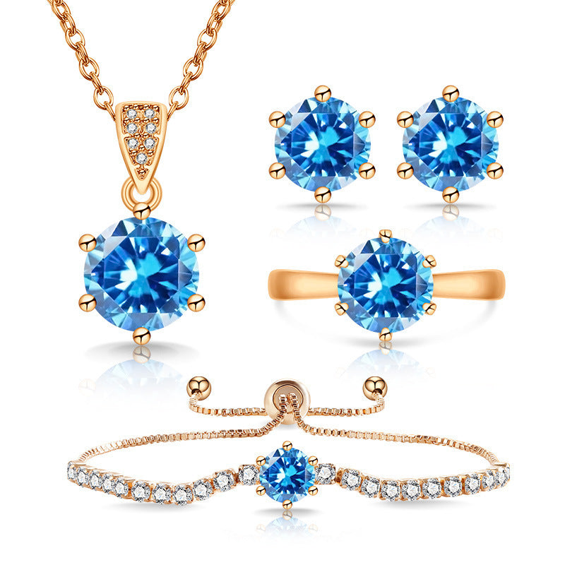 Super Flash Classic Colored Gems Pcs Jewelry Set