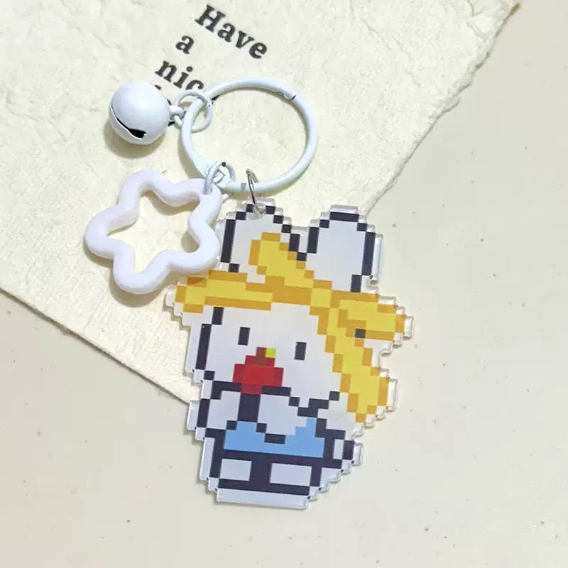 Pixel Cartoon Key Button Schoolbag Cute Acrylic Hang Decorations Hanging Ornaments