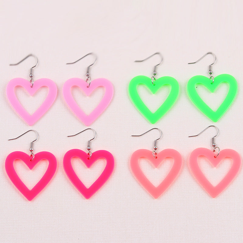 Women's Love Heart Fluorescent Color Heart-shaped Acrylic Earrings