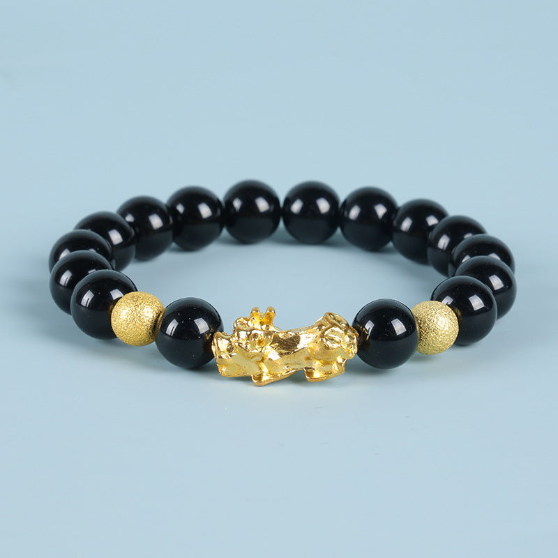 Six Words Proverbs Imitation Obsidian Alluvial Bracelets