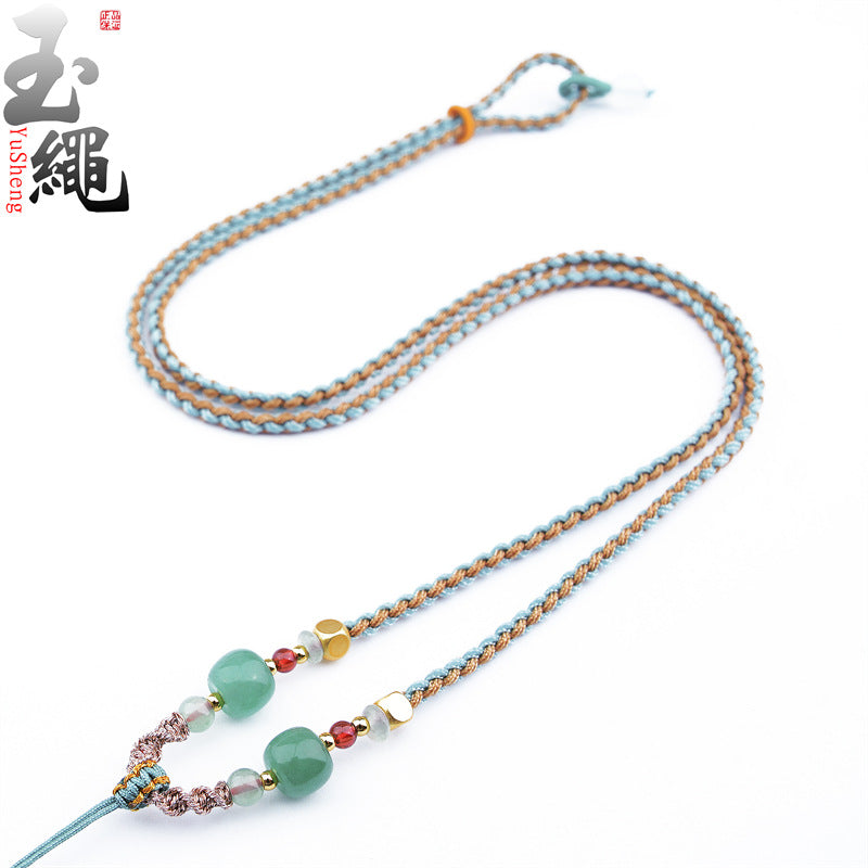 Comfortable Rope Emerald Jade Hand-woven Aventurine Necklaces