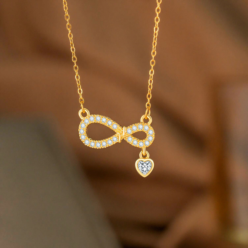 Female Valentine's Day Sparkling Full Rhinestone Buckle Necklace