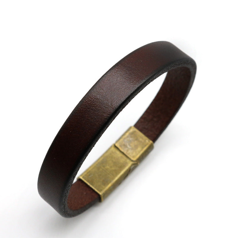 Men's Handmade Cowhide Personalized Retro Style Magnetic Buckle Bracelet