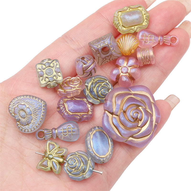Acrylic Transparent Vintage Frosted Gold Scattered Beads Jewelry Accessories