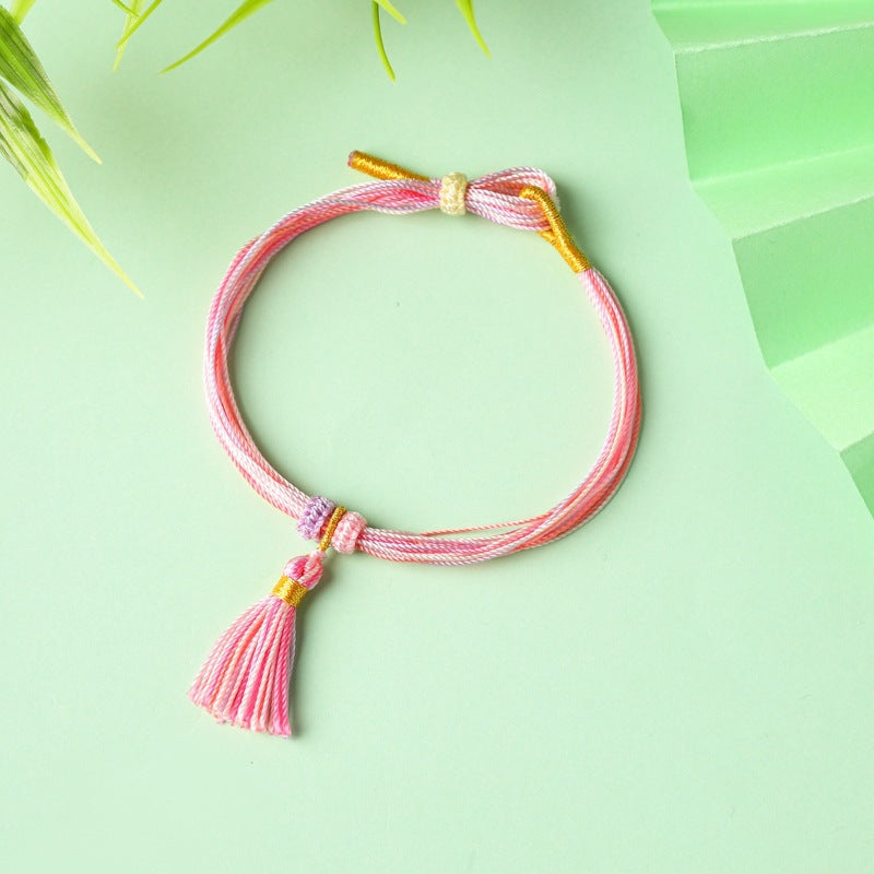 Children's Colorful Braided Rope Wrist String Safe Red Bracelet