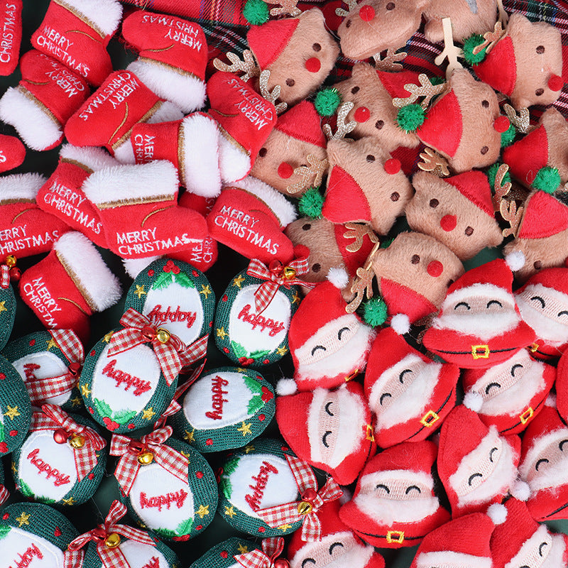 Christmas Brooch Plush Doll Santa Claus Snowman Elk Cartoon Jewelry Accessories