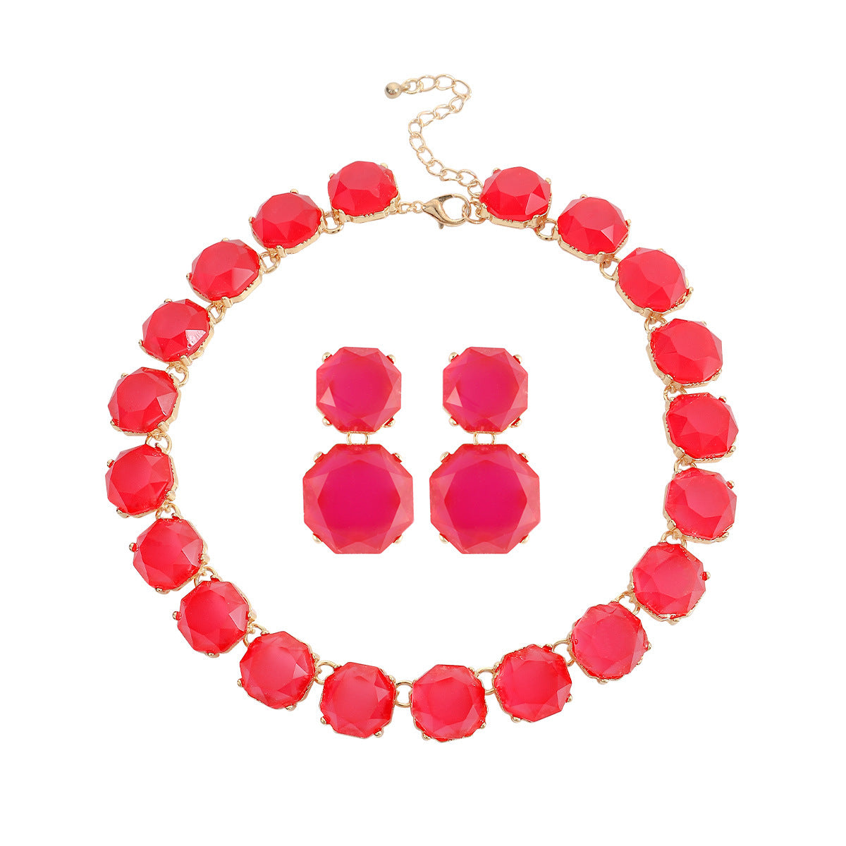 Large Particle Gem Sweet Cool Candy Color Jewelry Set