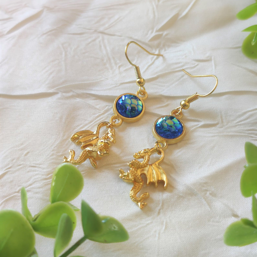 Women's Dragon Gift For Resin Scales Egg Role Play Earrings