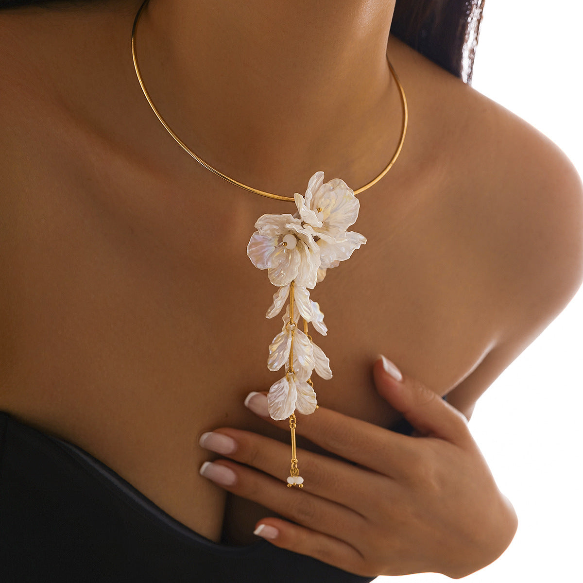 Colorful Mermaid Scallop Flower Vacation Style Three-dimensional Floral Collar