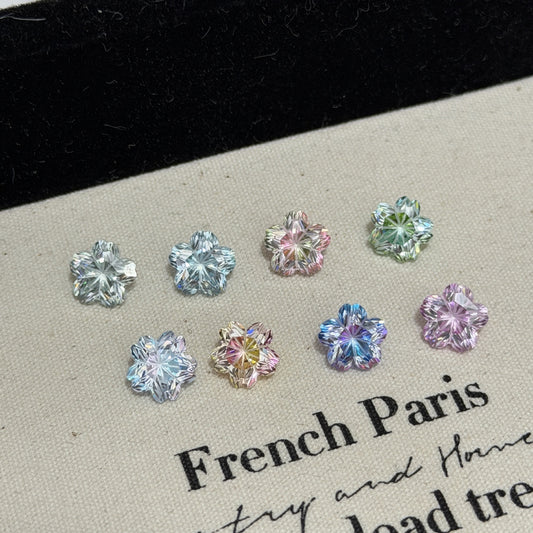 Blossom Cut Gradient Zircon Flat Sweet Design Titanium Steel Ear Stud Earrings