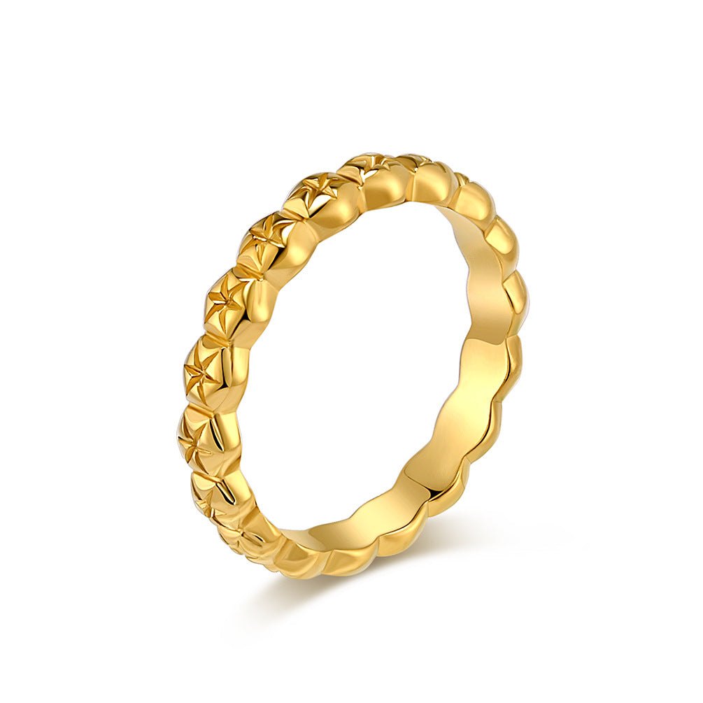 Simple Light Luxury Gold Stainless Steel Female Fashion Commuter Wear Rings