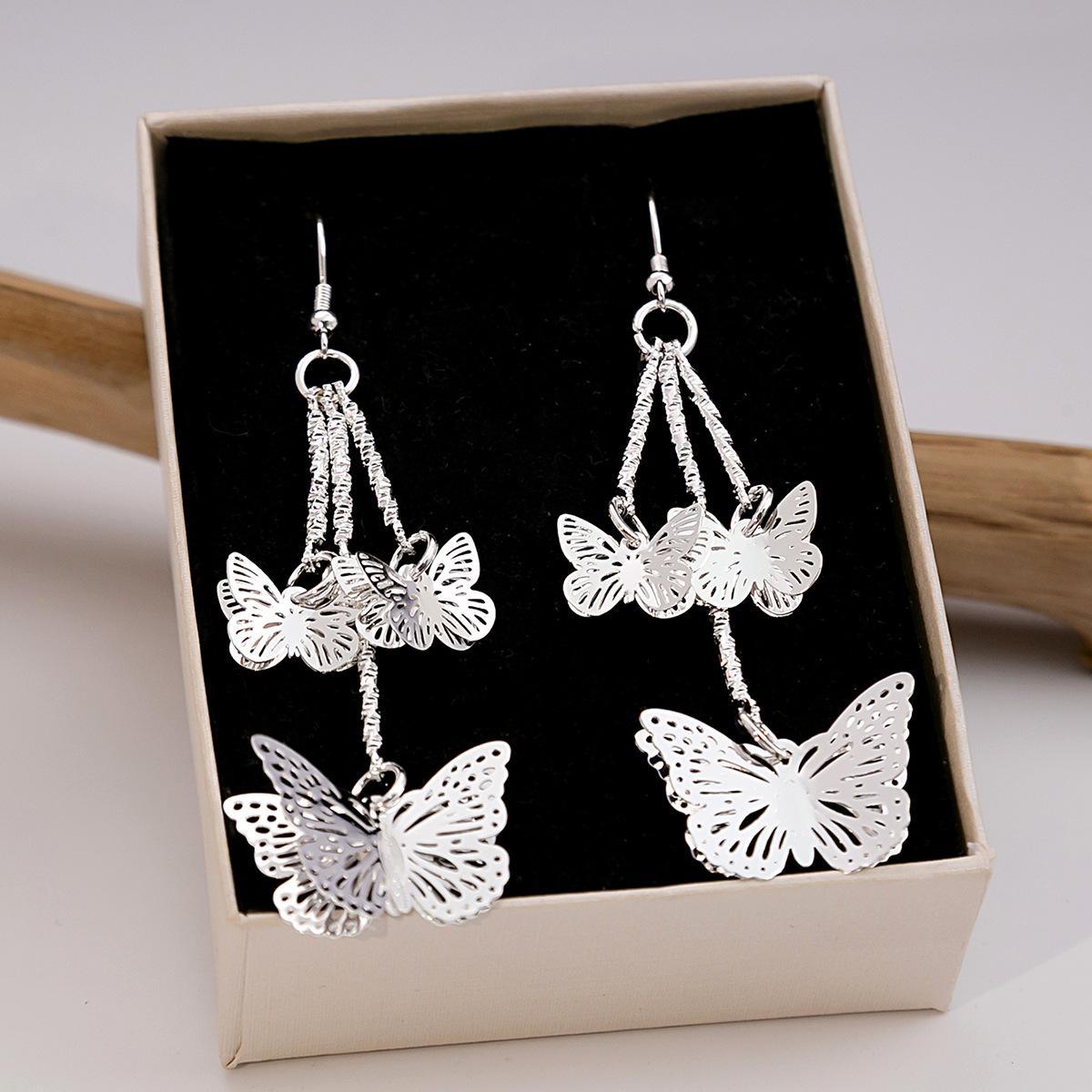 Imitation Sier Miao Minority Tourist Attractions Bohemian Exaggerated Long Leaves Earrings
