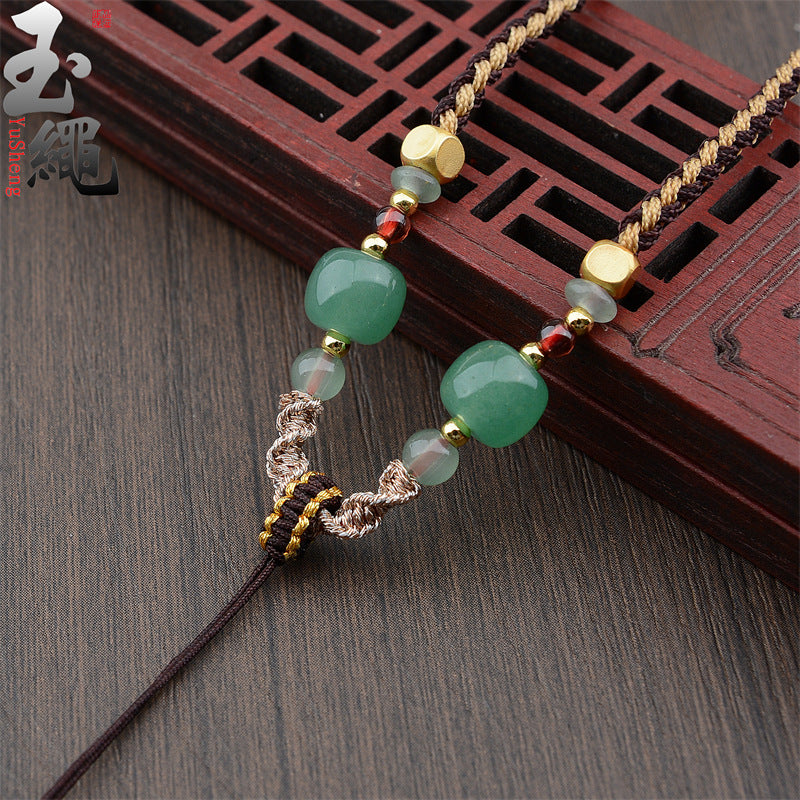 Comfortable Rope Emerald Jade Hand-woven Aventurine Necklaces