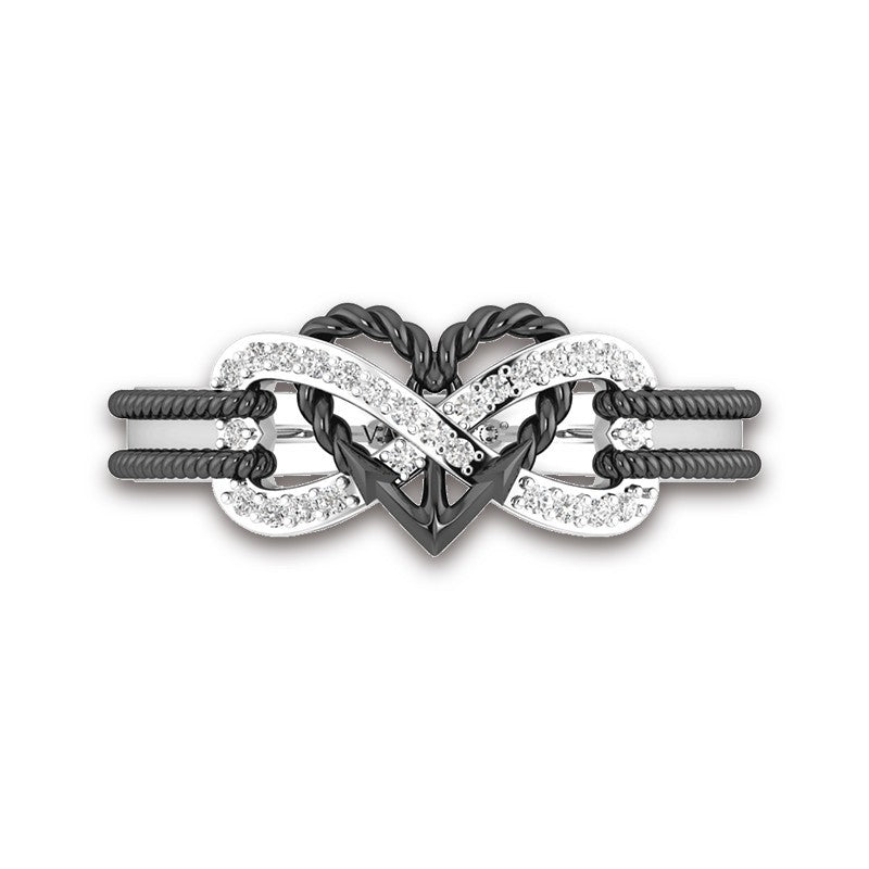 Black Heart Shape Female Stainless Steel Ring
