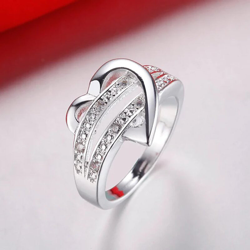 Fashion Ladies Personality Love Heart-shaped Temperament Ring