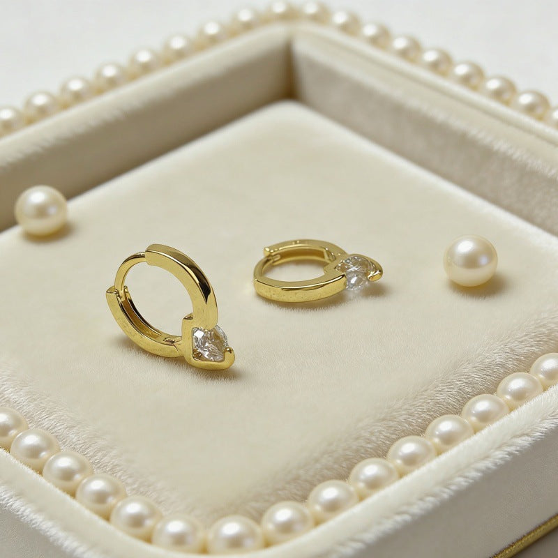 Gold Single Rhinestone Daily Elegant Graceful Light Earrings