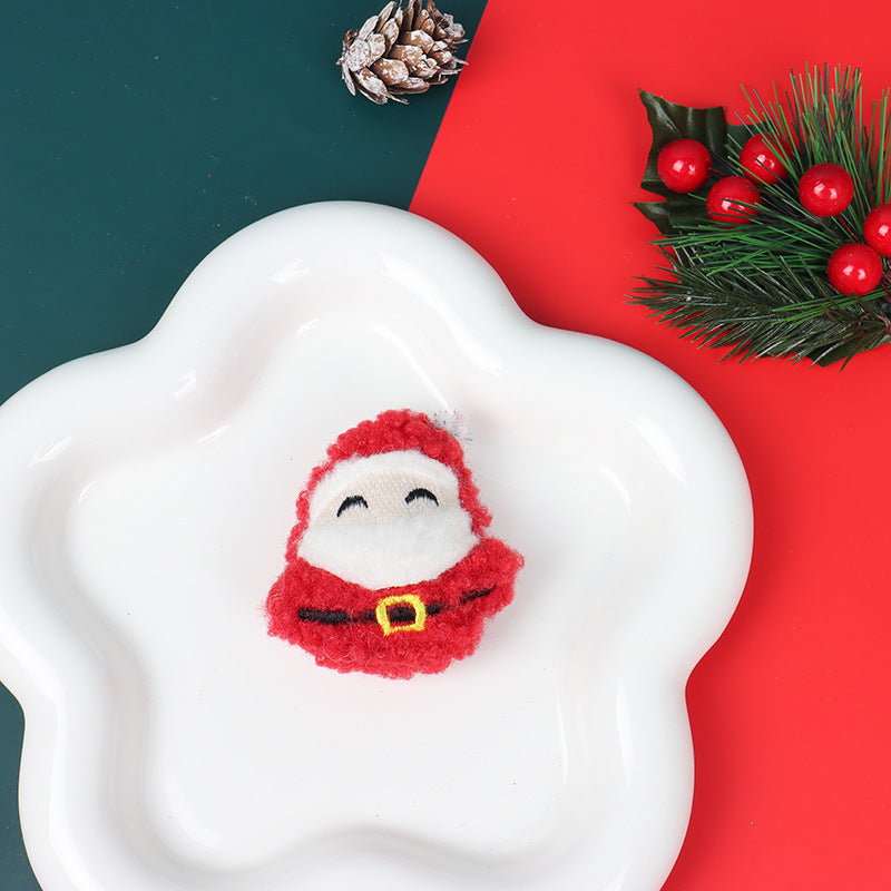 Christmas Brooch Plush Doll Santa Claus Snowman Elk Cartoon Jewelry Accessories