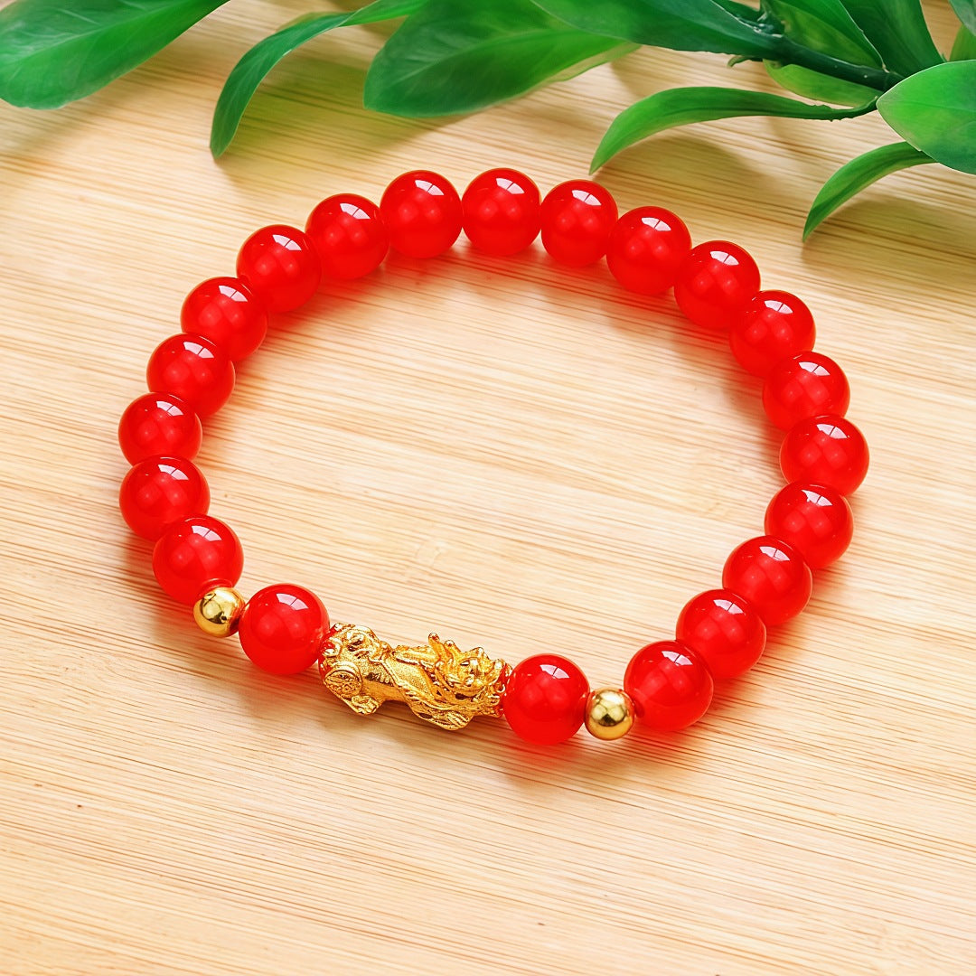 Jade Barrel Beads Gold Pi Longevity Bracelets