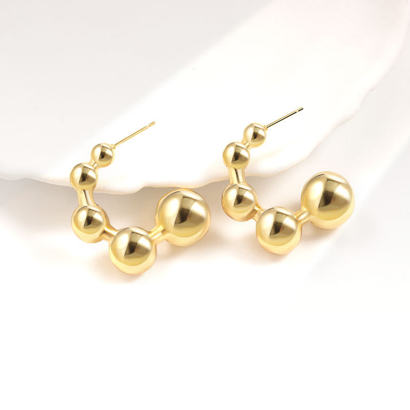 Geometric Metal Niche Design Frosty Style High Stud Earrings